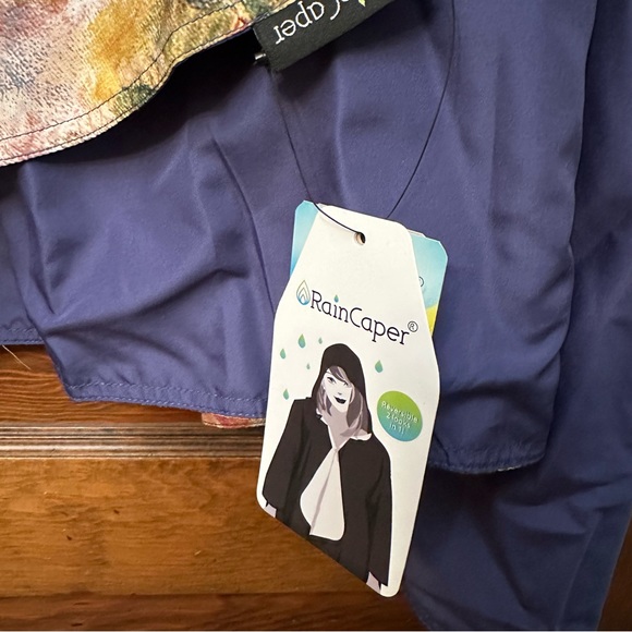 FINE ART RAINCAPER - TIFFANY PEONIES & IRIS TRAVEL CAPE -Reversible with… - Picture 11 of 11